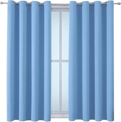 ChrisDowa Grommet Room Darkening Curtains for Bedroom and Living Room - 2 Panels Set Thermal Insulated Blackout Curtains (Sky Blue, 52W x 54L)