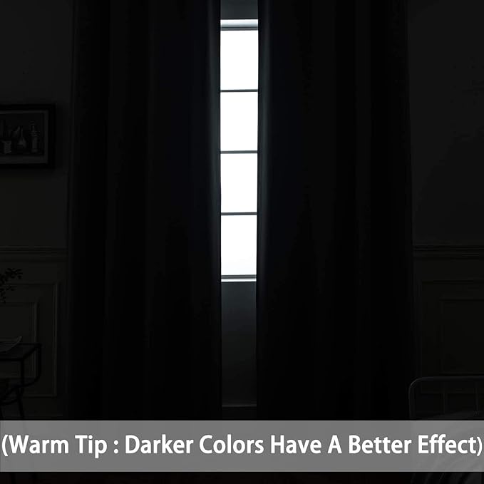Yakamok Room Darkening Gray Blackout Curtains 84 Inch Long Light Blocking Thermal Insulated Window Treatment Grommet Drapes for Bedroom Living Room, 52W x 84L, Grey Curtains, 2 Panels