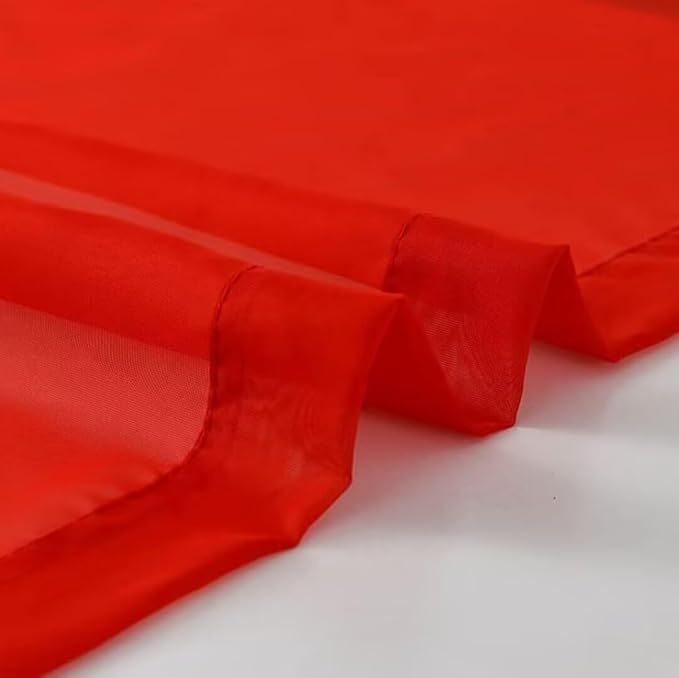 SpaceDresser Sheer Voile Window Treatment Rod Pocket Curtain Panels for Kitchen Bedroom Living Room Drapes Sunlight Filtering Privacy Semi Home Decor Assorted (Red, 52 W x 108 L)
