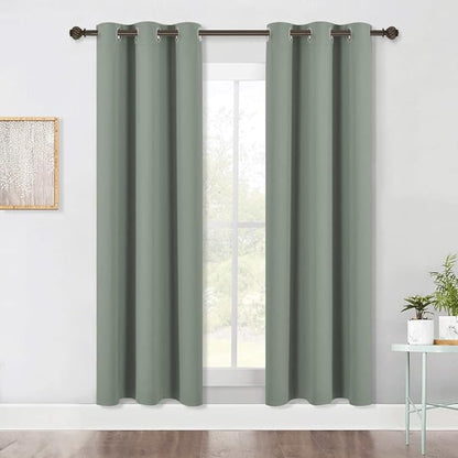NICETOWN Modern Blackout Curtains Noise Reducing, Thermal Insulated and Privacy Room Darkening Drape Panels for Boy's Guest Room Door Window (Greyish Green, 2 Panels, W42 x L72 -Inch)