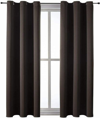 ChrisDowa Grommet Blackout Curtains for Bedroom and Living Room - 2 Panels Set Thermal Insulated Room Darkening Curtains (Brown, 42W x 63L)