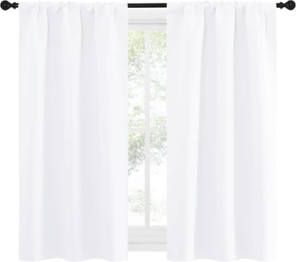 NICETOWN Kitchen Curtains, Short Home Decoration Curtains & Drapes, Small Window Draperies for Dining Room, Cupboard (White, 34 in x 54 in (W x L), Set of 2)
