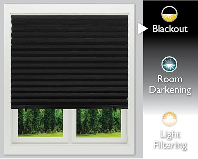 Redi Shade No Tools Original Blackout Pleated Paper Shade Black, 36" W x 72" L, 6 Pack