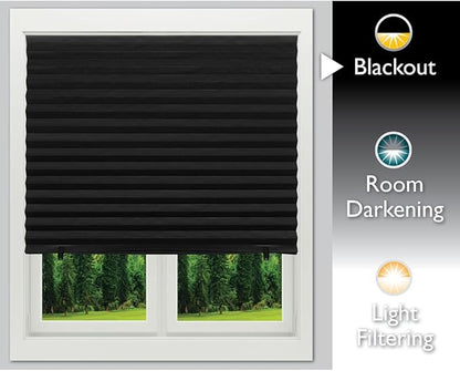 Redi Shade No Tools Original Blackout Pleated Paper Shade Black, 36" W x 72" L, 6 Pack