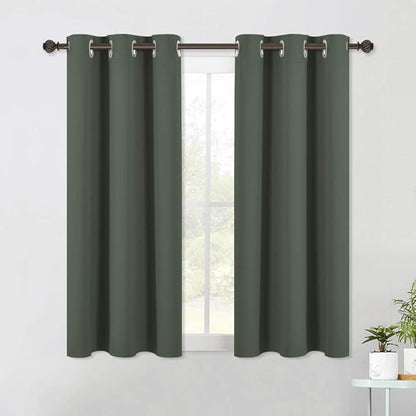 NICETOWN Shack Blackout Curtains 54 inches Long, Thermal Insulated and Privacy Room Darkening Drape Panels for Boy's Guest Room Door Small Short Window (Dark Mallard, 2 Panels, W42 x L54 -Inch)