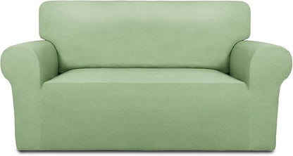 PureFit Super Stretch Sofa Slipcover – Spandex Non Slip Soft Couch Sofa Cover, Washable Furniture Protector with Non Skid Foam and Elastic Bottom for Kids, Pets （Loveseat, Sage Green）