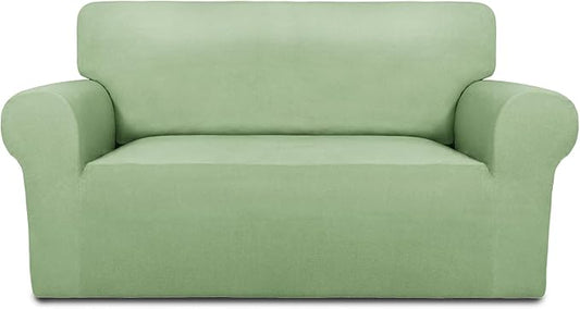 PureFit Super Stretch Sofa Slipcover – Spandex Non Slip Soft Couch Sofa Cover, Washable Furniture Protector with Non Skid Foam and Elastic Bottom for Kids, Pets （Loveseat, Sage Green）