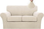 Turquoize 3 Piece Sofa Covers for 2 Cushion Couch Sofa Slipcover Soft Cover for Dogs-Washable Furniture Covers with 2 Individual Cushion Covers, Feature Jacquard Fabric(Loveseat, Biscotti Beige)