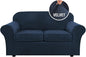 H.VERSAILTEX Real Velvet Plush 3 Piece Stretch Sofa Covers Couch Covers for 2 Cushion Couch Loveseat Covers Width Up to 72 Inch Feature Thick Soft Stay in Place (Medium Sofa, Navy)