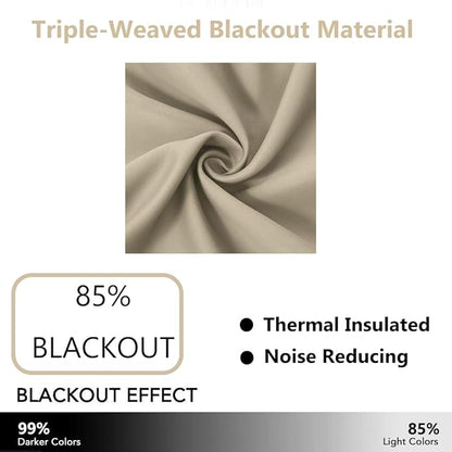 LEMOMO Beige Thermal Blackout Curtains/42 x 63 Inch/Set of 2 Panels Room Darkening Curtains for Bedroom