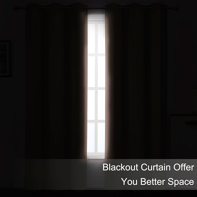 LEMOMO Blackout Curtains 52 x 108 inch/Blush Curtains Set of 2 Panels/Thermal Insulated Room Darkening Bedroom Curtains
