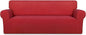 PureFit Super Stretch Sofa Slipcover – Spandex Non Slip Soft Couch Sofa Cover, Washable Furniture Protector with Non Skid Foam and Elastic Bottom for Kids, Pets （Sofa, Red）