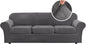 H.VERSAILTEX High Stretch Sofa Slipcover 4 Piece Cover Velvet Furniture Protector Form Fit Thick Velvet Extra Large Sofa Cover for 3 Cushion Couch Width Up to 97 Inch (Large Sofa, Grey)