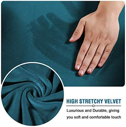 H.VERSAILTEX Velvet 4 Piece High Stretch Sofa Slipcover Cover Furniture Protector Form Fit Luxury Thick Velvet Extra Large Sofa Cover for 3 Cushion Couch Width Up to 105 Inch (XL Sofa, Deep Teal)