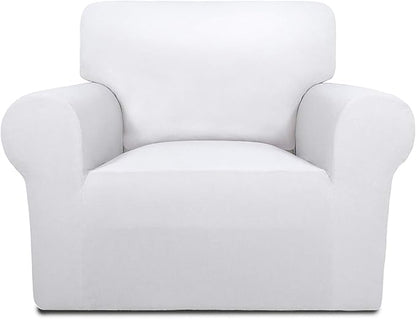 PureFit Super Stretch Chair Sofa Slipcover – Spandex Non Slip Soft Couch Sofa Cover, Washable Furniture Protector with Non Skid Foam and Elastic Bottom for Kids, Pets （Chair, White