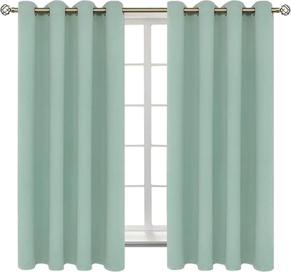 BGment Blackout Curtains - Grommet Thermal Insulated Room Darkening Bedroom and Living Room Curtains, Set of 2 Panels (52 x 63 Inch, Frosty Green)