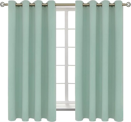 BGment Blackout Curtains - Grommet Thermal Insulated Room Darkening Bedroom and Living Room Curtains, Set of 2 Panels (52 x 63 Inch, Frosty Green)