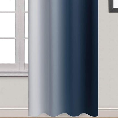 Yakamok Room Darkening Ombre Curtains 90 Inch Length, Navy Blue and Greyish White Thermal Insulated Gradient Color Curtains,Light Blocking Grommet Window Drapes for Bedroom,52 Inch Width,2 Panels