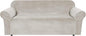 H.VERSAILTEX Stretch Velvet Sofa Covers for 3 Cushion Couch Covers Furniture Protector Soft with Non Slip Elastic Bottom, Crafted from Thick Comfy Rich Velour (Large Sofa 90"-97", Oatmeal)
