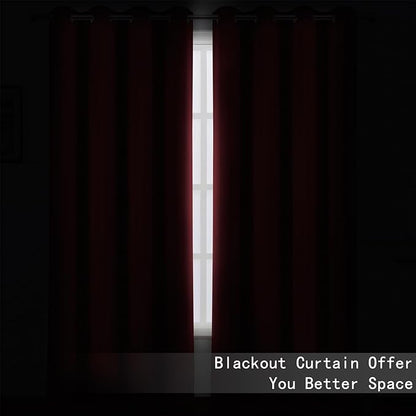 LEMOMO Blackout Curtains 52 x 120 Inch Long Burgundy Red Curtains Set of 2 Panels Room Darkening Curtains for Bedroom and Living Room