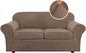 H.VERSAILTEX Real Velvet Plush 3 Piece Stretch Sofa Covers Couch Covers for 2 Cushion Couch Sofa Slipcovers Width Up to 90 Inch Feature Thick Soft Stay in Place (Sofa, Mocha)