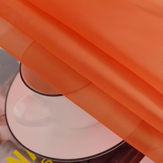 SpaceDresser Sheer Voile Window Treatment Rod Pocket Curtain Panels for Kitchen Bedroom Living Room Drapes Sunlight Filtering Privacy Semi Home Decor Assorted (Burnt Orange, 52 W x 63 L)