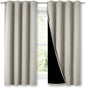 NICETOWN Extra Long Truly Blackout Drapes for Hall and Villa, 46-inch Width Each Panel, 45-inch Length, Natural, 2 Pieces, 100% Blackout Window Curtain Panels with Black Lined for Night Shift Worker