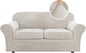 H.VERSAILTEX Real Velvet Plush 3 Piece Stretch Sofa Covers Couch Covers for 2 Cushion Couch Sofa Slipcovers Width Up to 90 Inch Thick Soft Stay in Place (Large Sofa, Oatmeal)