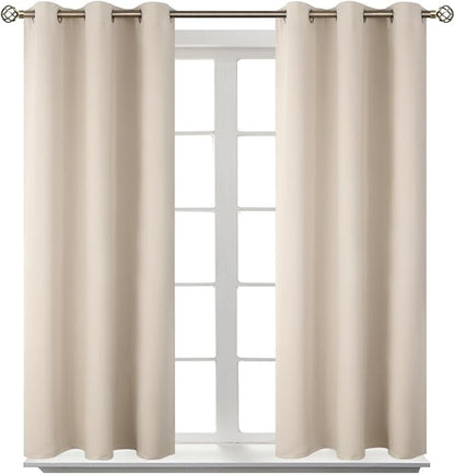 BGment Champagne Short Room Darkening Curtains for Small Windows, 38 x 54 Inch Thermal Insulated Tier Set of 2 Panels Sun Blocking Drapes for Kitchen Bedroom