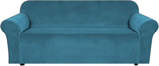 H.VERSAILTEX Stretch Velvet Sofa Covers Large Couch Covers Sofa Slipcovers Furniture Protector Soft with Non Slip Elastic Bottom, Feature Thick Comfy Rich Velour (XL Sofa, 98"-105", Peacock Blue)