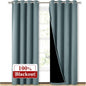 NICETOWN 100% Blackout Curtains 84 inches Long, Pair of Energy Smart & Noise Blocking Out Drapes for Baby Room Window, Thermal Insulated Guest Room Lined Window Dressing(Greyish Blue, 52 inches Wide)