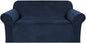 H.VERSAILTEX Stretch Velvet Loveseat Covers for 2 Cushion Couch Covers for Living Room Sofa Covers Slipcovers with Non Slip Straps Bottom, Ultra Thick Comfy Velour (Width 58"-72", Navy)