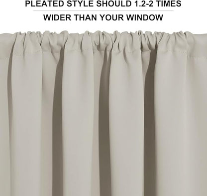 RYB HOME Privacy Bathroom Window Curtains, Short Thermal Insulated Heat Blocking Privacy Rod Pocket Half Window Curtain Tiers for Nursery Bedroom, Width 42 by Length 30, Natural, 2 Panels