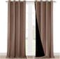 NICETOWN 100% Blackout Curtains Thermal, Noise Reduction and Privacy Curtains for Patio Door, Black Lined Blackout Drapes with Grommet Top, Cappuccino, 1 Pair, W52 x L120