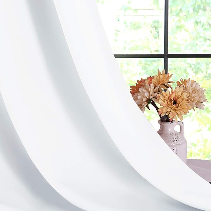NICETOWN Window Draperies Curtains Panels, Window Treatment Curtains, Grommet Top Small Drapes for Bedroom (2 Panels, 70 by 63, White)