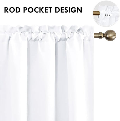 DWCN White Curtains for Living Room Thermal Insulated, 50% Light Blocking Curtains for Bedroom, Dining Room Window, W 42x L 72 Inch, Set of 2 Rod Pocket Curtain Panels