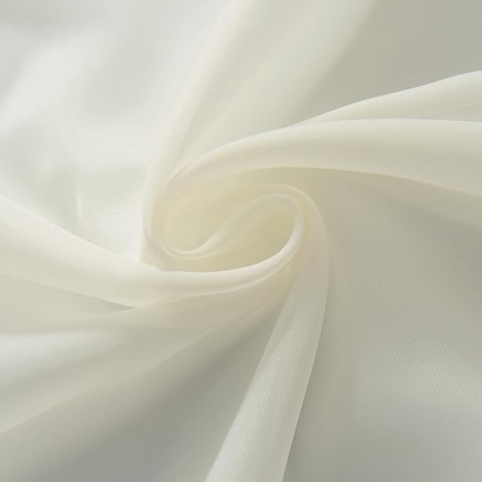 SpaceDresser Ivory Sheer Curtains 4 Panels Rod Pocket Semi-Sheer Curtain 108 Inches Long Light Filtering Voile Window Drapes for Bedroom Living Room Kitchen, Each 52W x 108L
