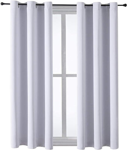 ChrisDowa Grommet Room Darkening Curtains for Bedroom and Living Room - 2 Panels Set Thermal Insulated Blackout Curtains (Greyish White, 42W x 63L)