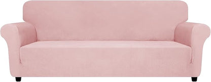 ZNSAYOTX Oversized Super Stretch Couch Cover (92"-115"), New Striped Sofa Covers Comfortable & Durable, Dog Cat Pets Friendly Extra Large Spandex Sofa Slipcovers (Rose, XL Sofa)