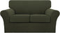 Turquoize 3 Piece Sofa Covers for 2 Cushion Couch Sofa Slipcover Soft Couch Cover for Dogs-Washable Sofa Furniture Cover with 2 Individual Cushion Covers, Thick Jacquard Fabric (Loveseat, Olive)