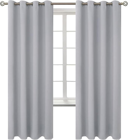 BGment Room Darkening Curtains 72 Inches Long - Grommet Thermal Insulated Drapes Window Treatment Curtains for Bedroom, 2 Panels, 52 x 72 Inch, Light Grey