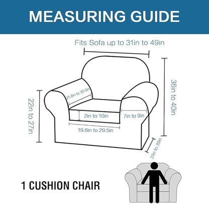 H.VERSAILTEX Rich Polyester and Spandex 2 Piece Cover Chair Slipcover Sofa Cover Furniture Protector Couch Soft with Elastic Bottom Chair Couch Cover with Arms, Machine Washable(Chair, Rust)