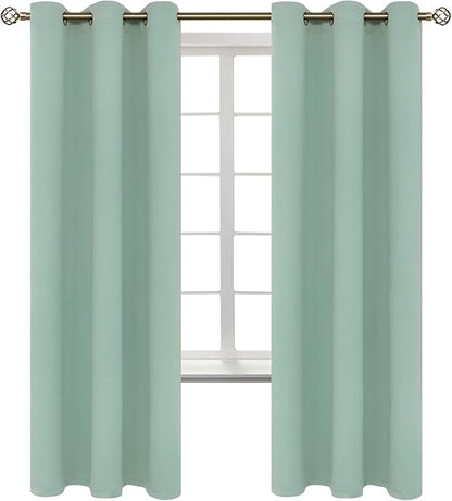 BGment Blackout Curtains - Grommet Thermal Insulated Room Darkening Bedroom and Living Room Curtains, Set of 2 Panels (42 x 72 Inch, Frosty Green)