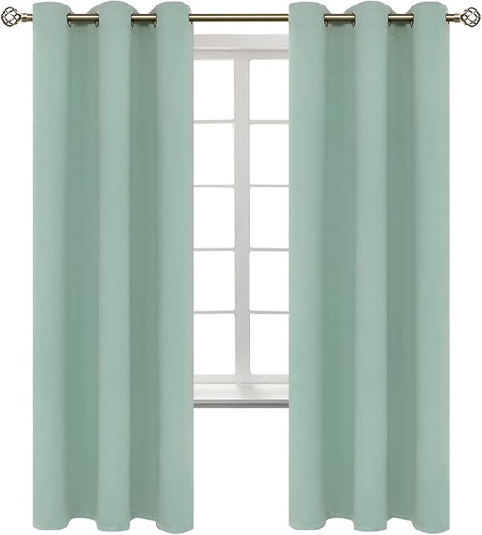 BGment Blackout Curtains - Grommet Thermal Insulated Room Darkening Bedroom and Living Room Curtains, Set of 2 Panels (42 x 72 Inch, Frosty Green)