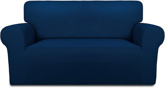 PureFit Super Stretch Sofa Slipcover – Spandex Non Slip Soft Couch Sofa Cover, Washable Furniture Protector with Non Skid Foam and Elastic Bottom for Kids, Pets （Loveseat, Navy）