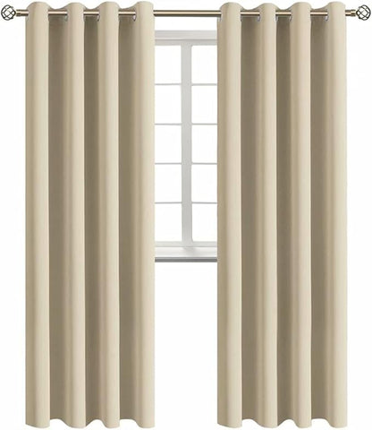 BGment Room Darkening Curtains 95 Inches Long - Grommet Thermal Insulated Drapes Window Treatment Curtains for Bedroom, 2 Panels, 52 x 95 Inch, Beige