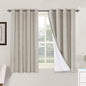 H.VERSAILTEX Linen Blackout Curtains 54 Inches Long 100% Absolutely Blackout Thermal Insulated Textured Linen Look Curtain Draperies Anti-Rust Grommet, Energy Saving with White Liner, 2 Panels, Stone