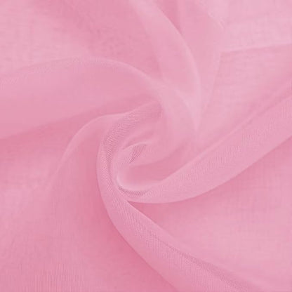 SpaceDresser Sheer Light Pink Curtains 4 Panels Rod Pocket Semi-Sheer Curtain 96 Inches Long Light Filtering Voile Window Drapes for Bedroom Living Room Kitchen, Each 52W x 96L