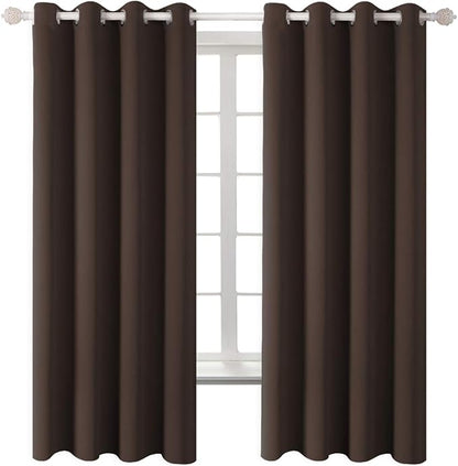 BGment Blackout Curtains for Bedroom - Grommet Thermal Insulated Room Darkening Curtains for Living Room, Set of 2 Panels (52 x 72 Inch, Brown)