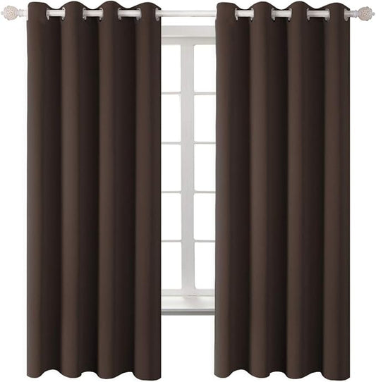 BGment Blackout Curtains for Bedroom - Grommet Thermal Insulated Room Darkening Curtains for Living Room, Set of 2 Panels (52 x 72 Inch, Brown)